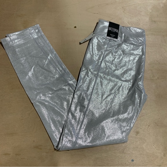 Victoria's Secret Silver White Shimmer Metallic Leggings 6104 - JUST LEGGINGS - Picture 2 of 11